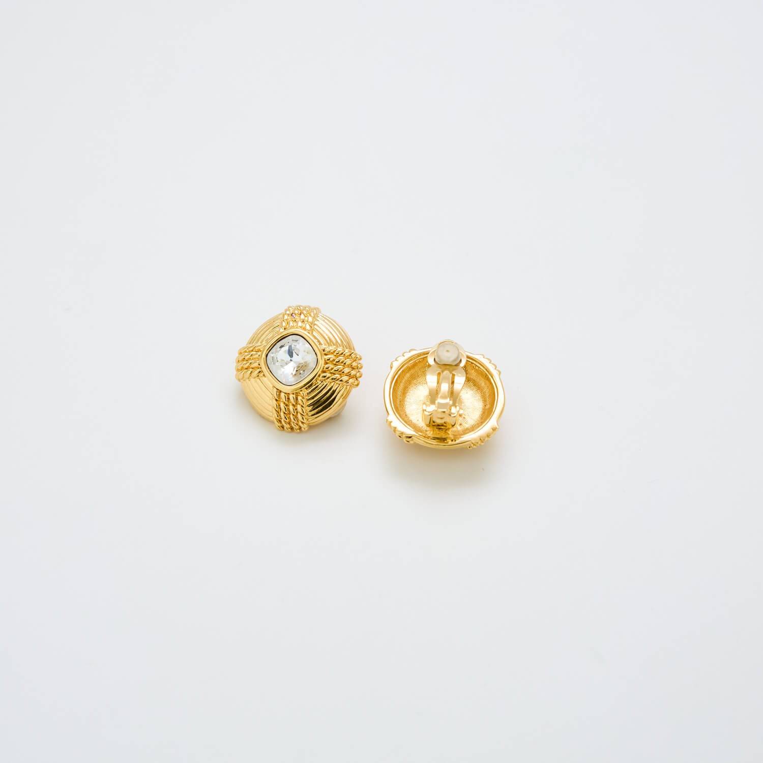 Vintage CZ Etched Rope Stud Earrings - Admiral Row