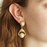 Vintage Givenchy Pearl And Floral Earrings - Admiral Row