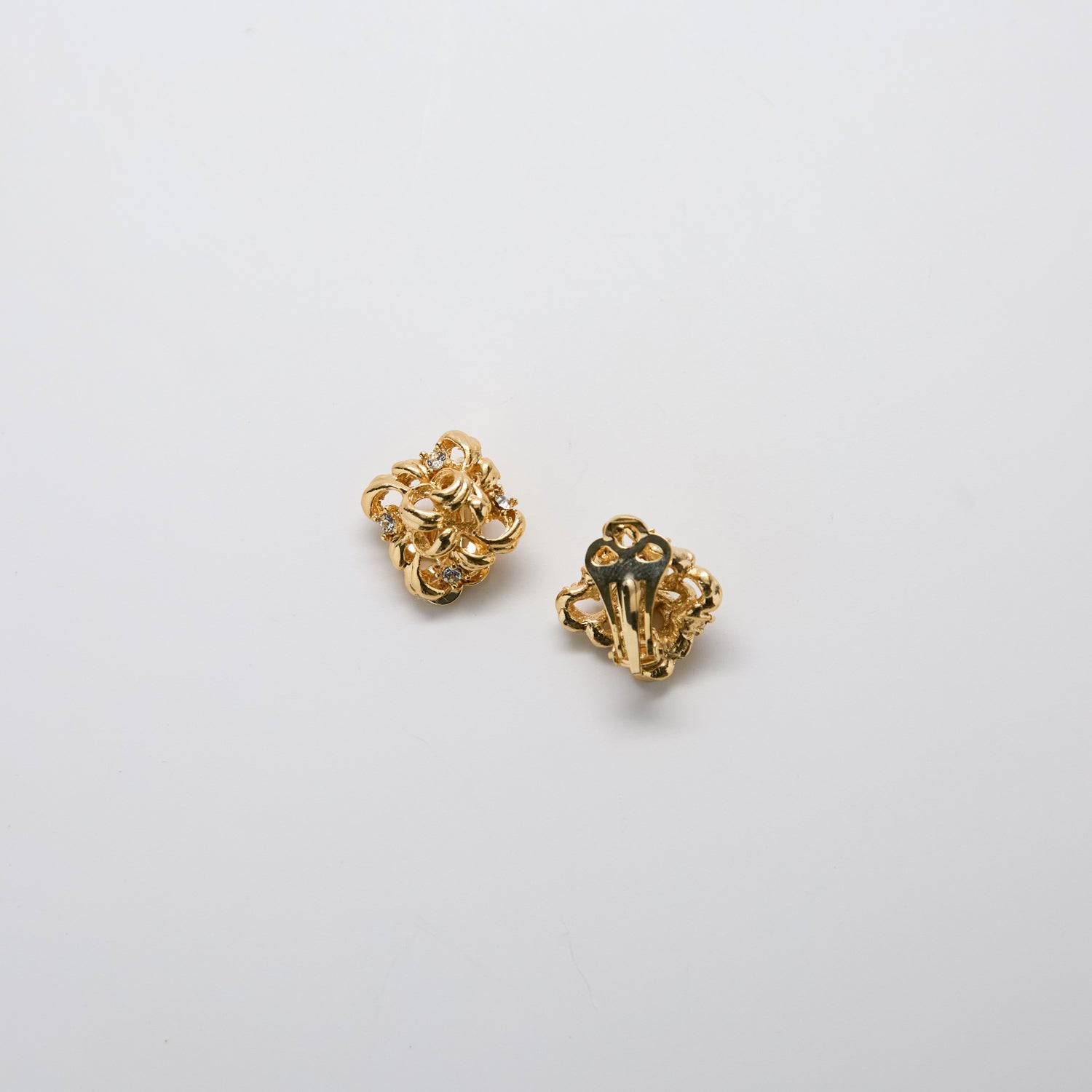 Vintage Gold & CZ Flourish Earrings - Admiral Row