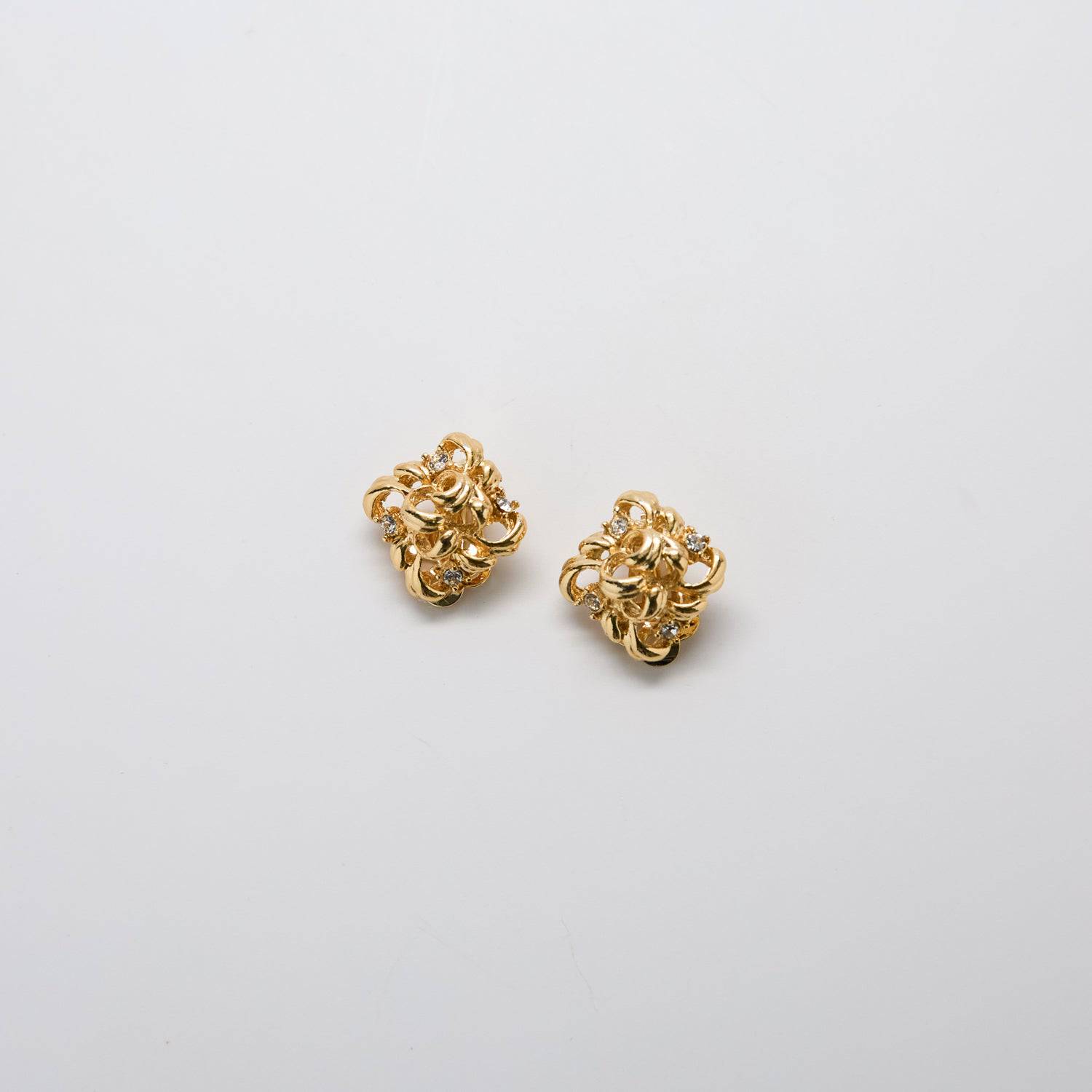 Vintage Gold & CZ Flourish Earrings - Admiral Row