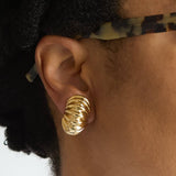 Vintage Gold Napier Etched Half Moon Earrings - Admiral Row