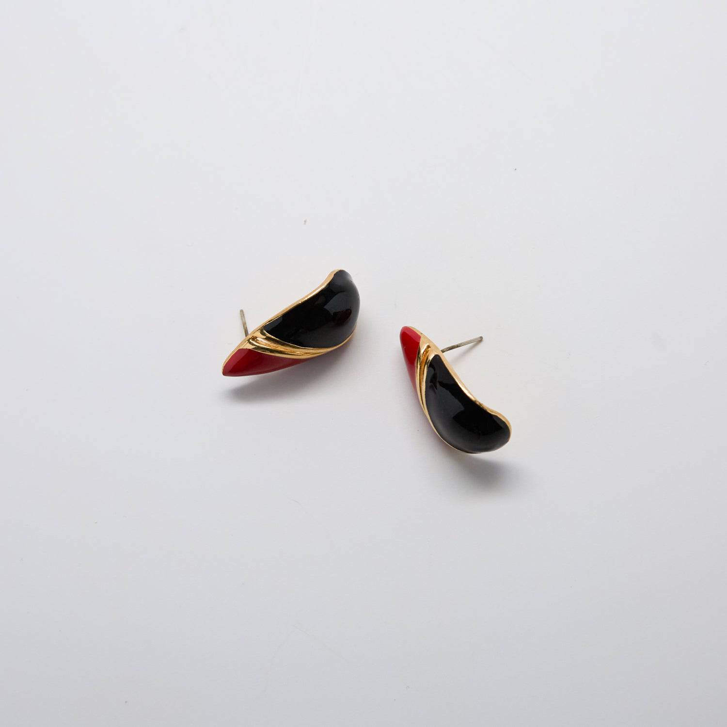 Vintage Gold Red and Black Teardrop Earrings - Admiral Row