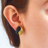 Vintage Monet Black and Gold Swirl Earrings - Admiral Row