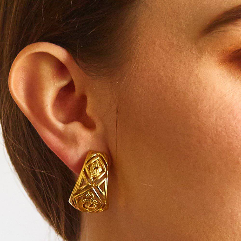 Vintage Monet Deco Cutout Earrings - Admiral Row