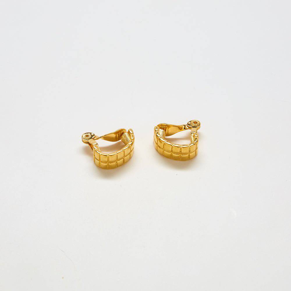 Vintage Monet Gold Quilted Half Hoop Earrings - Admiral Row