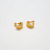 Vintage Monet Gold Quilted Half Hoop Earrings - Admiral Row