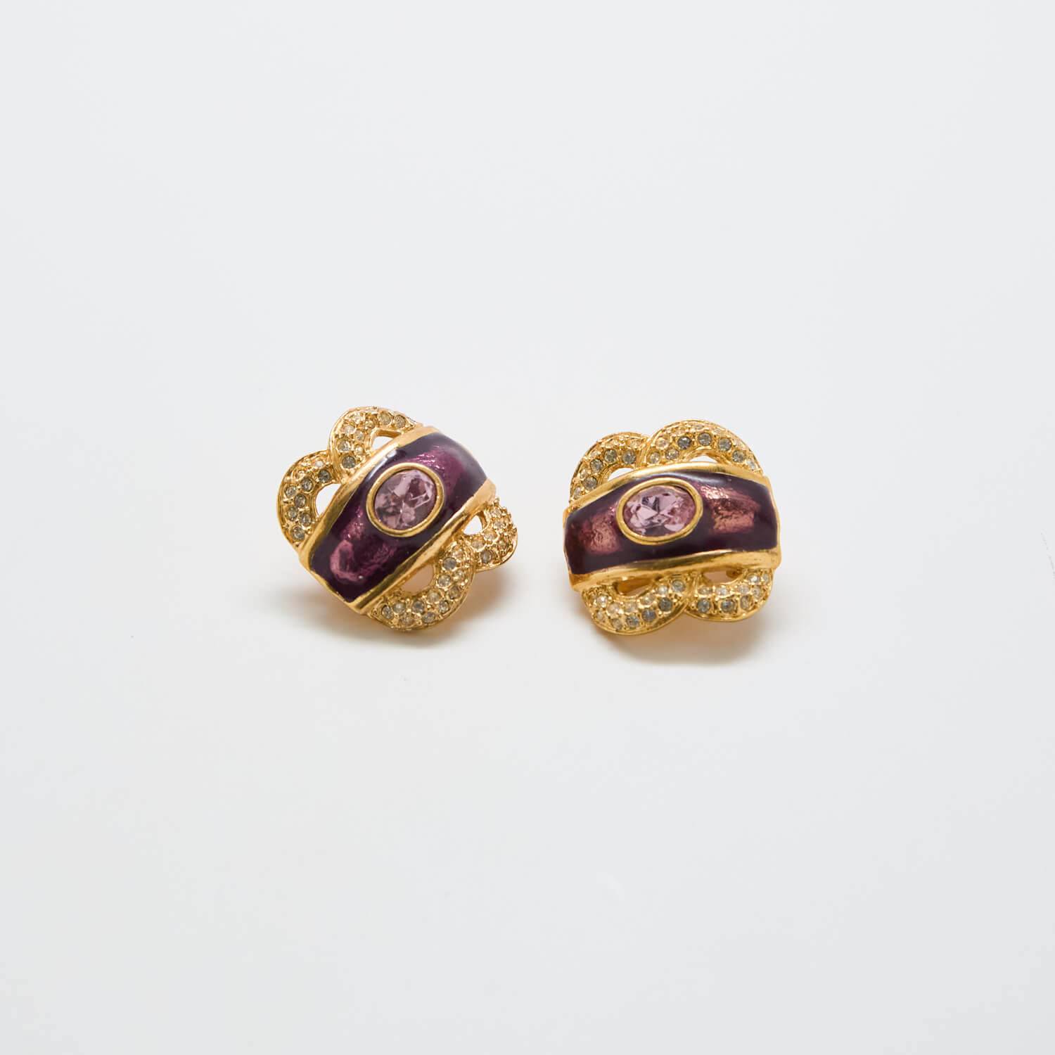 Vintage Purple CZ Clip-on Earrings - Admiral Row