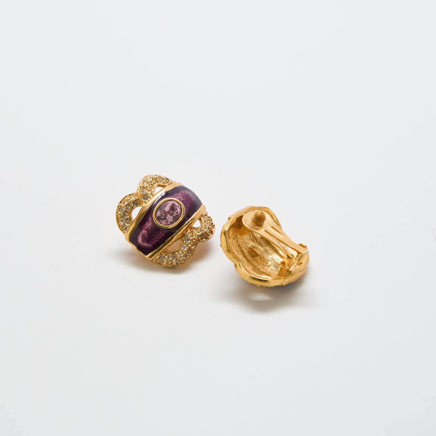 Vintage Purple CZ Clip-on Earrings - Admiral Row
