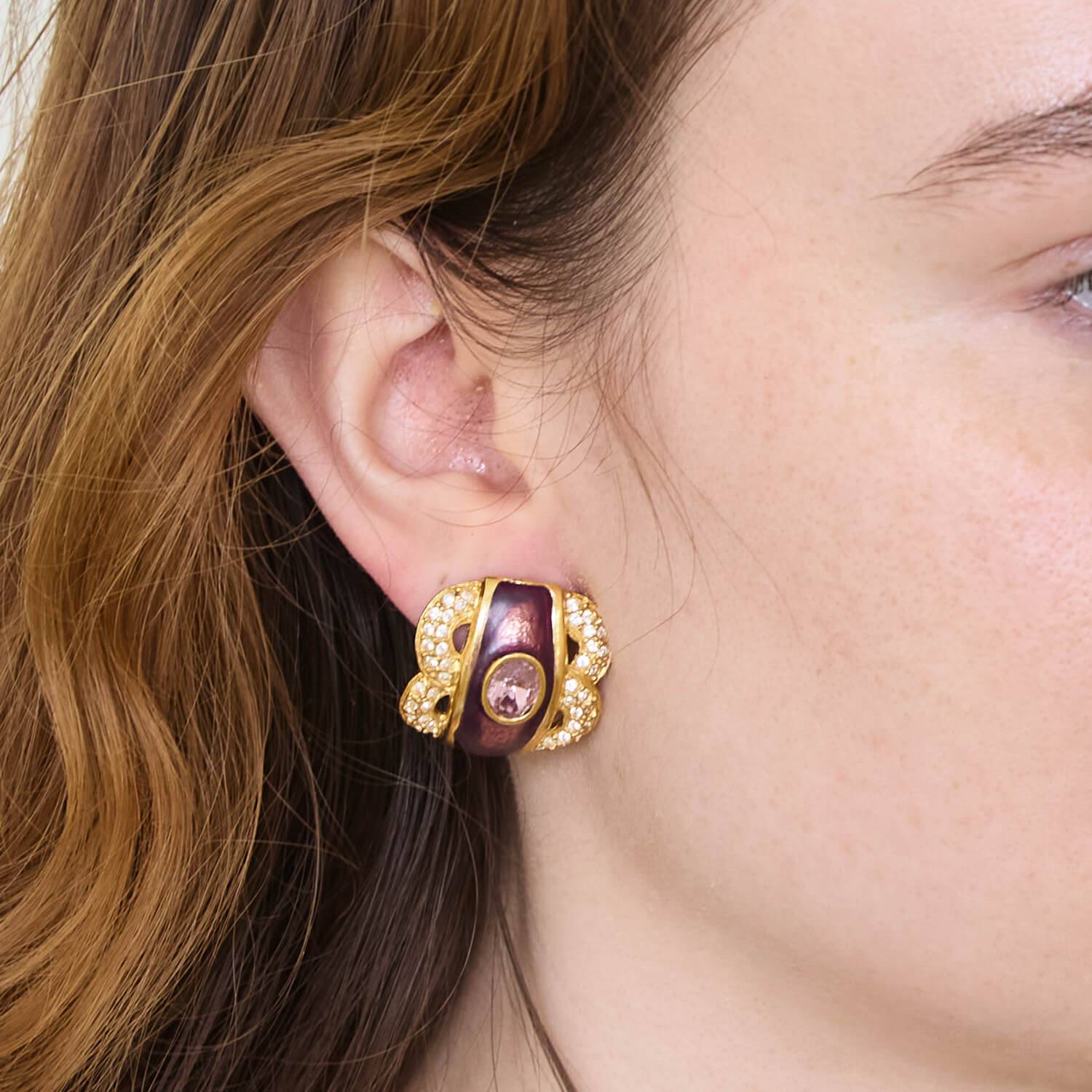 Vintage Purple CZ Clip-on Earrings - Admiral Row
