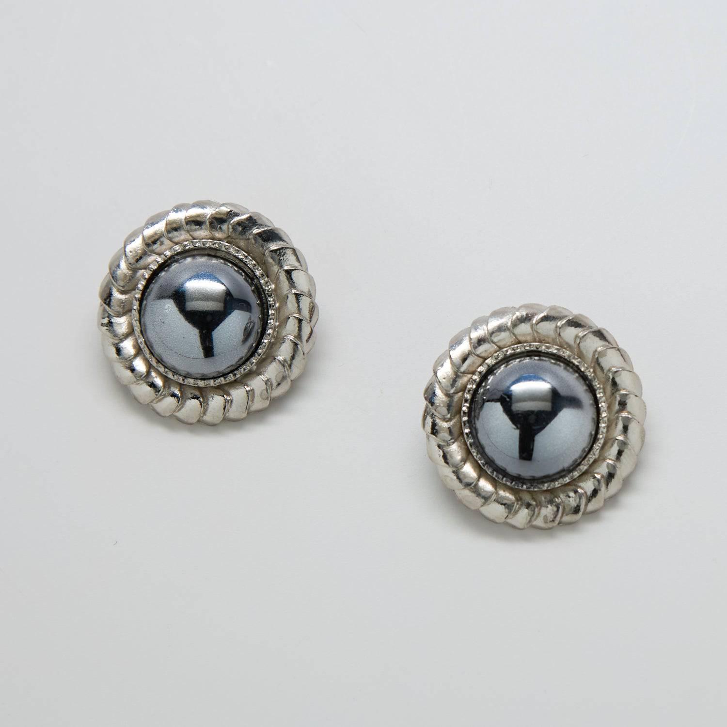 Vintage Silver Round Dome Earrings - Admiral Row