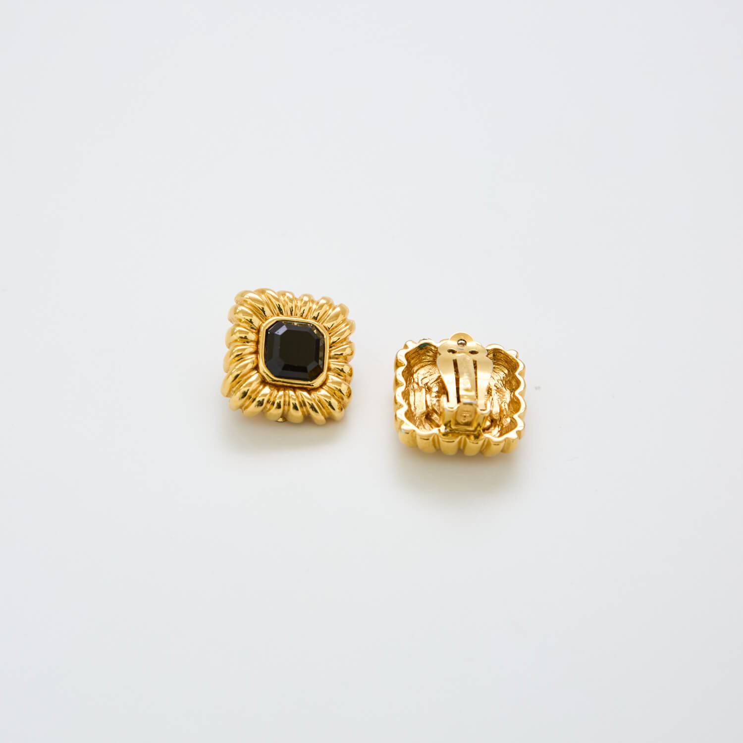 Vintage St. John Black Statement Stud Earrings - Admiral Row