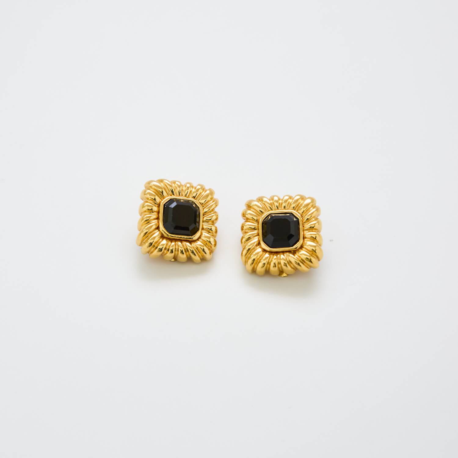 Vintage St. John Black Statement Stud Earrings - Admiral Row