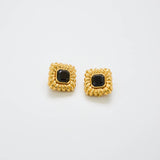 Vintage St. John Black Statement Stud Earrings - Admiral Row