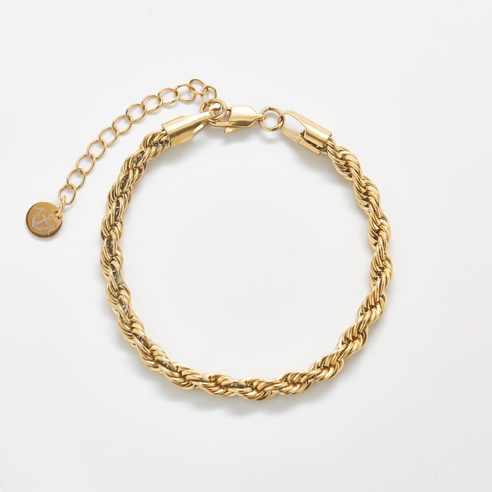 Gold Thick Rope Chain Bracelet - Handmade Jewelry - Admiral Row