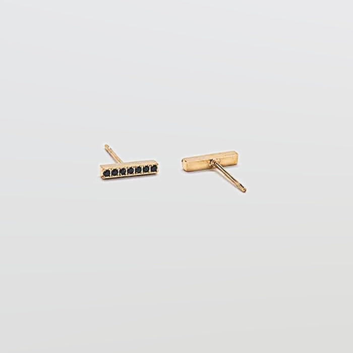 Black Pave Gold Bar Stud Earrings - Admiral Row