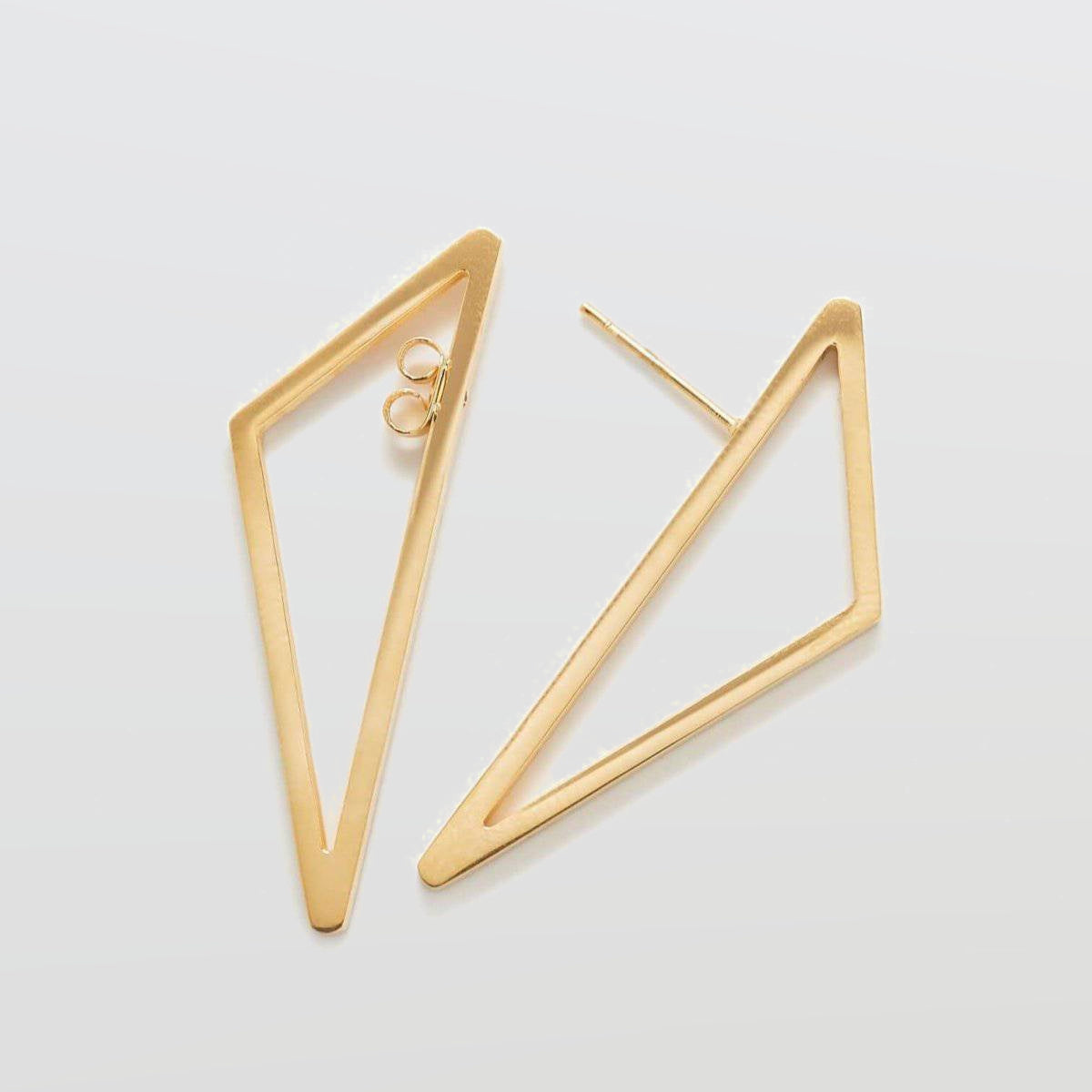 Double-Sided Gold Geometric Triangle Earrings - Admiral Row