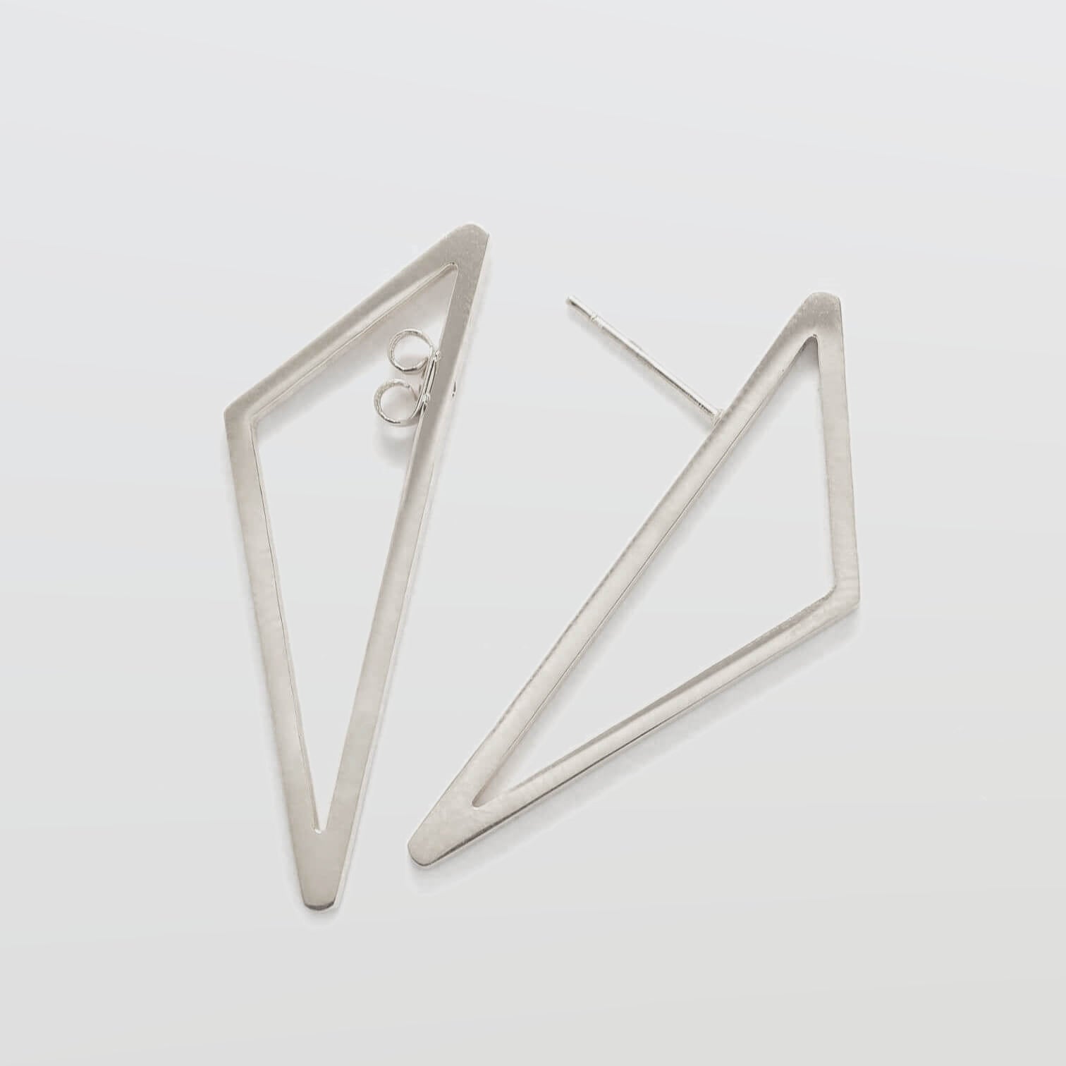 Double-Sided Silver Geometric Triangle Earrings - Admiral Row