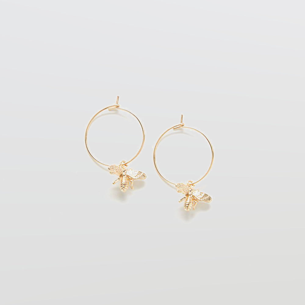 Gold Bee Hoop Drop Earrings - Admiral Row