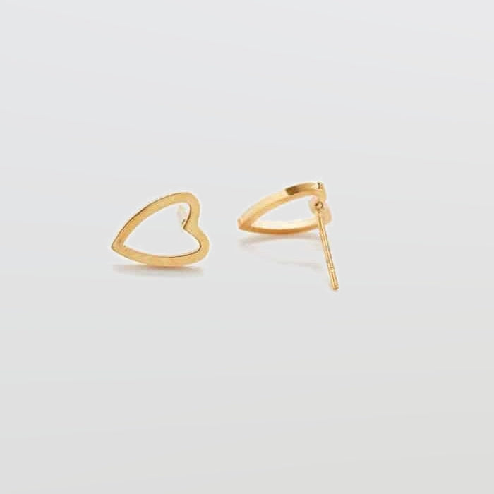 Gold Heart Outline Stud Earrings - Admiral Row