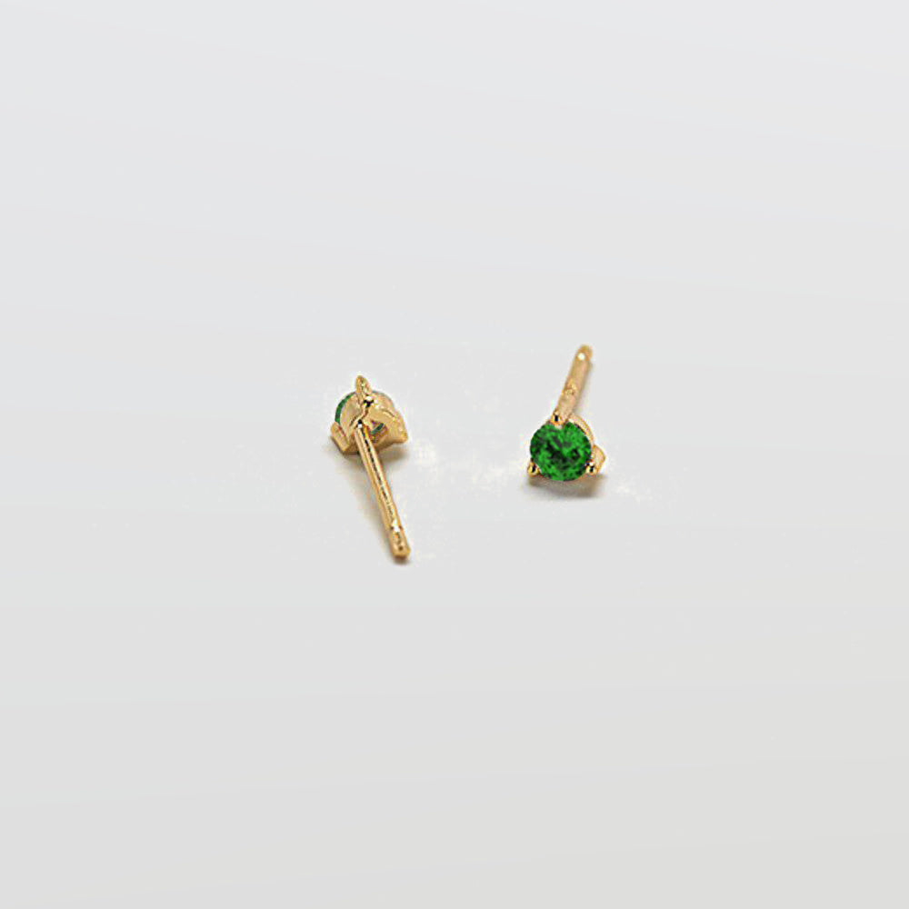 Green CZ Round Stud Earrings - Admiral Row