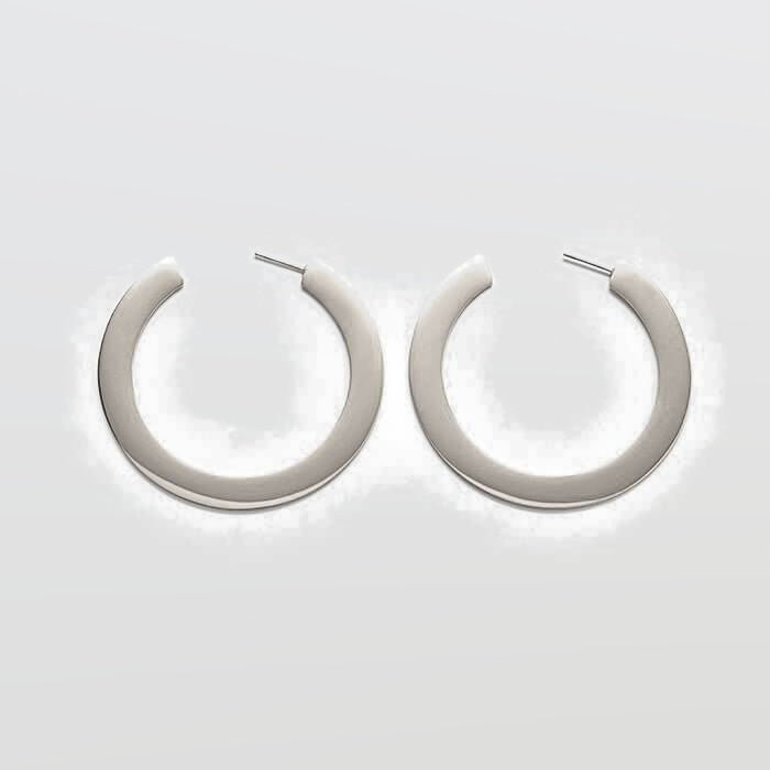 Medium Silver Flat Hoop Earrings - Admiral Row
