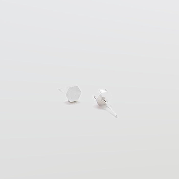 Silver Solid Hexagon Stud Earrings - Admiral Row