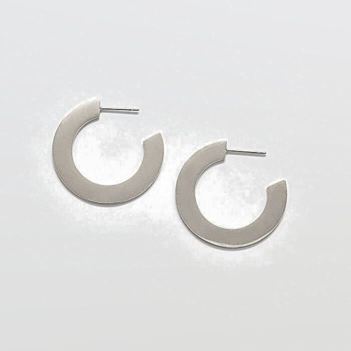 Small Silver Flat Hoop Earrings - Admiral Row
