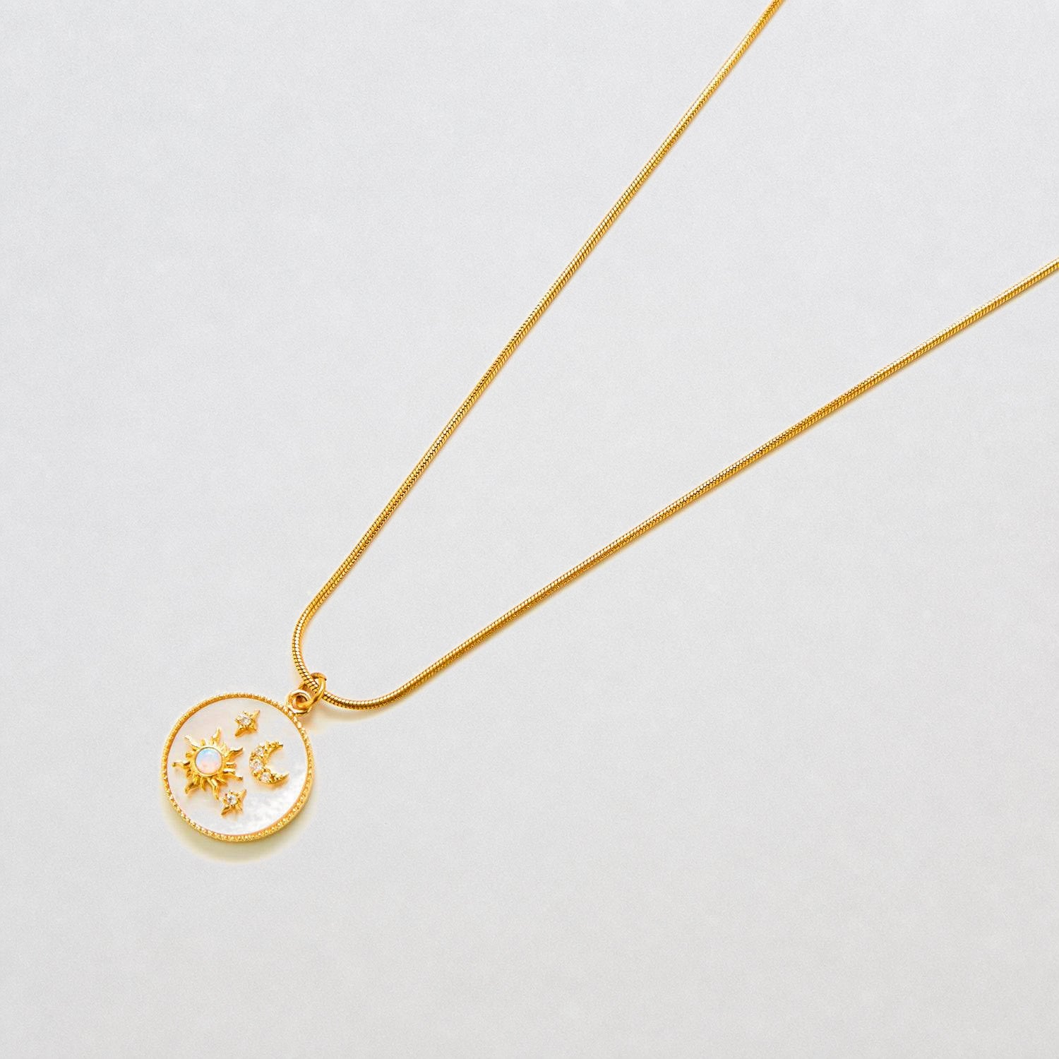 Gold Opal Sun & Moon Medallion Necklace - Admiral Row