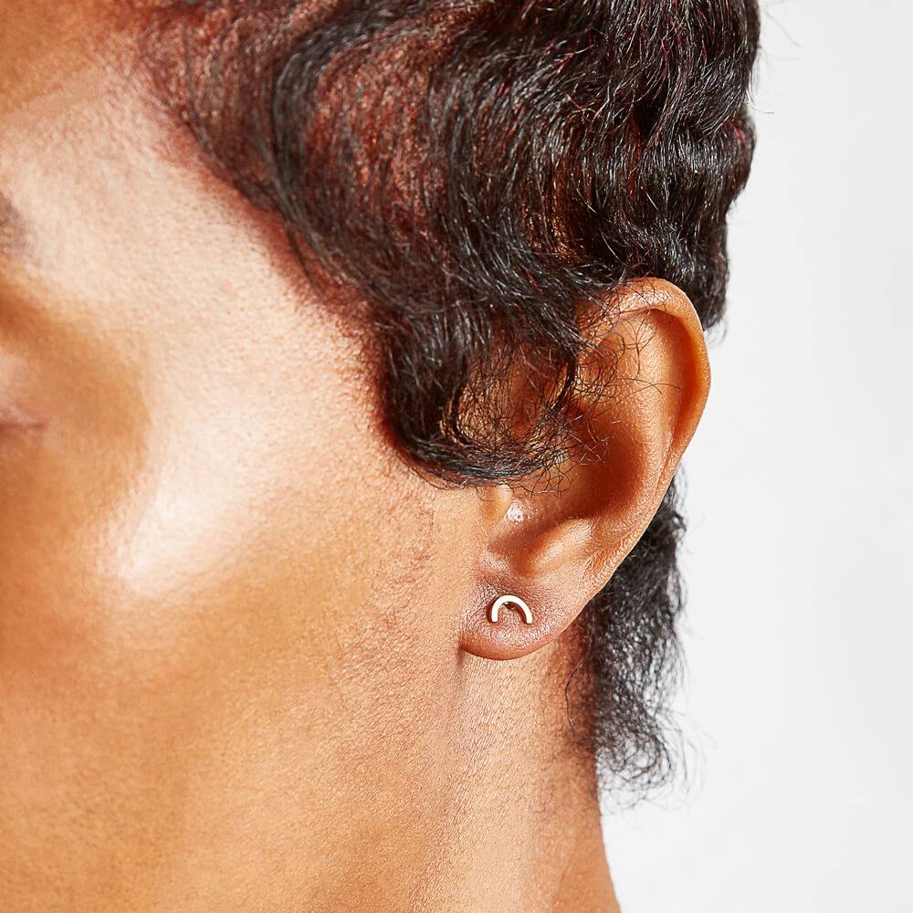 Gold Mini Arc Stud Earrings - Imperfect - Admiral Row