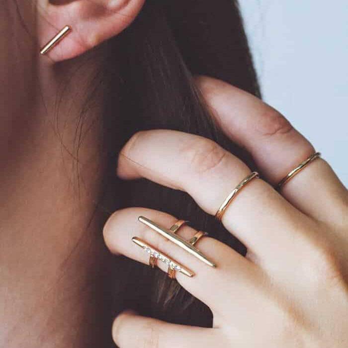 Slim Gold Bar Earrings - Imperfect - Admiral Row