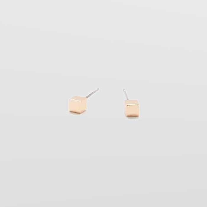 Tiny Gold Cube Square Earrings - Imperfect - Admiral Row