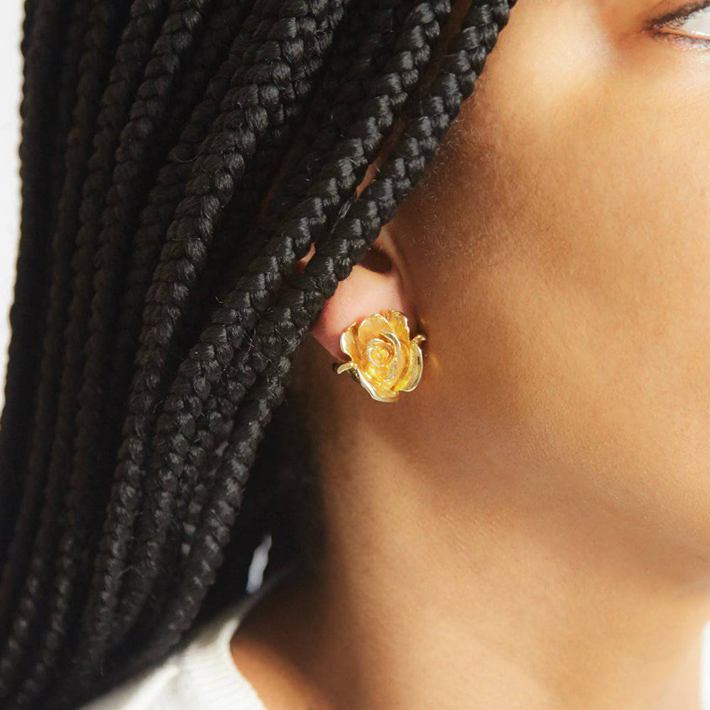 Vintage Gold Rose Earrings - Admiral Row