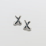 Monet Silver-Tone Crossover Stud Earrings - Admiral Row