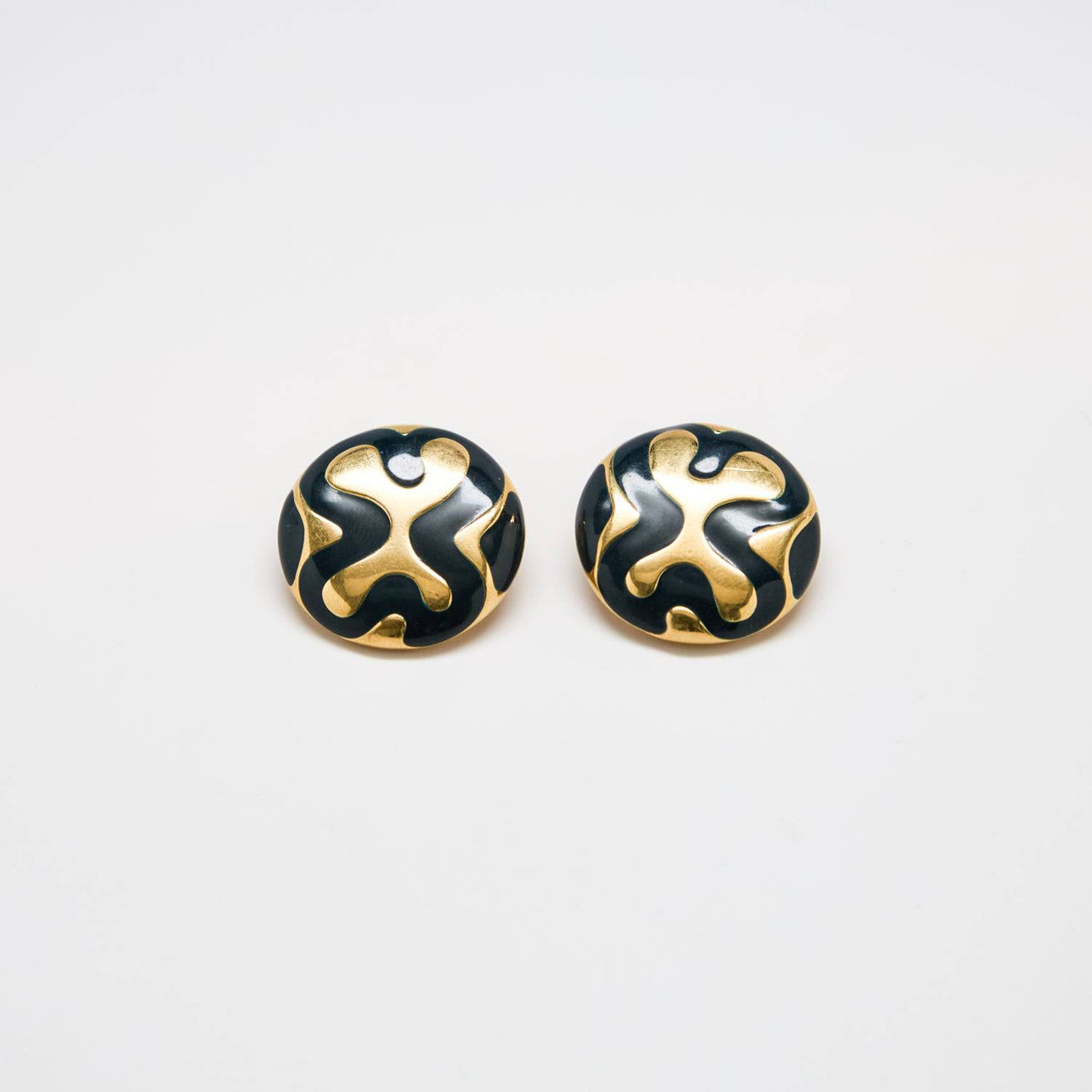 Vintage Monet Abstract Black and Gold Earrings - Admiral Row