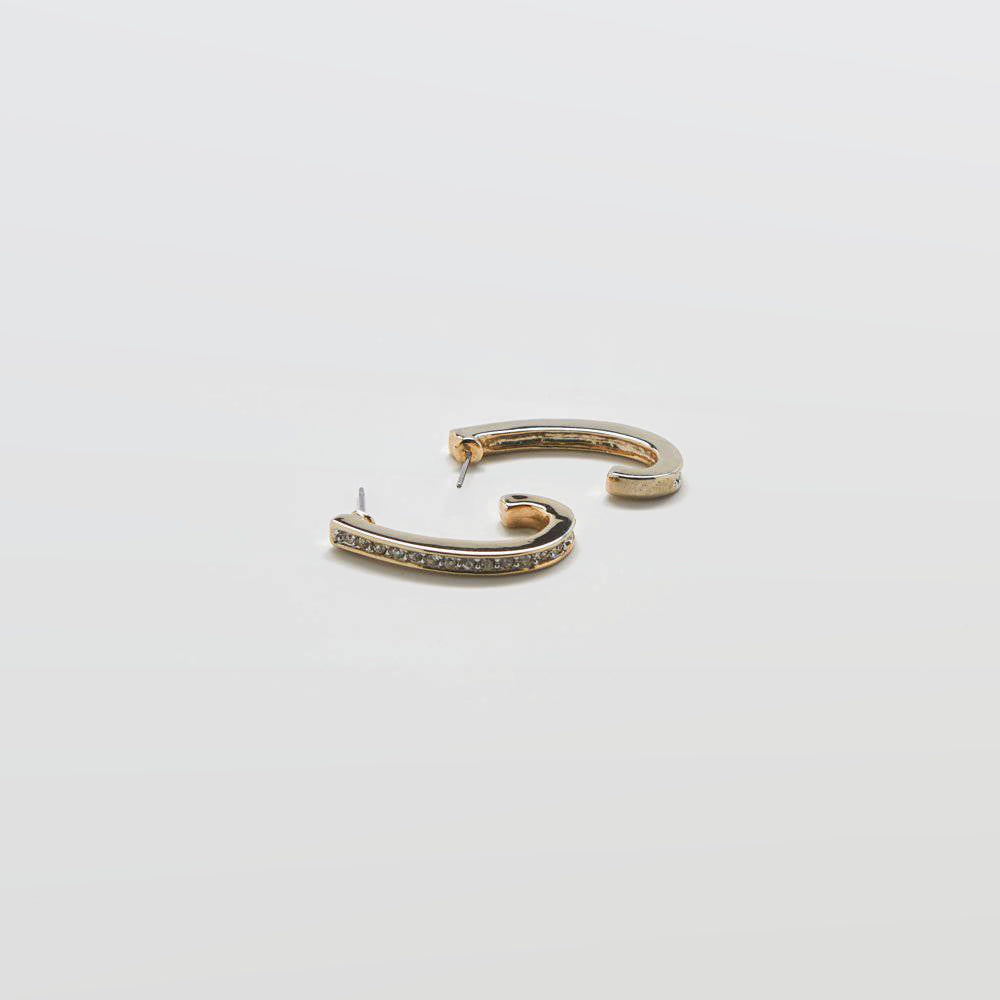 Vintage Silver CZ Oval Hoop Earrings - Admiral Row