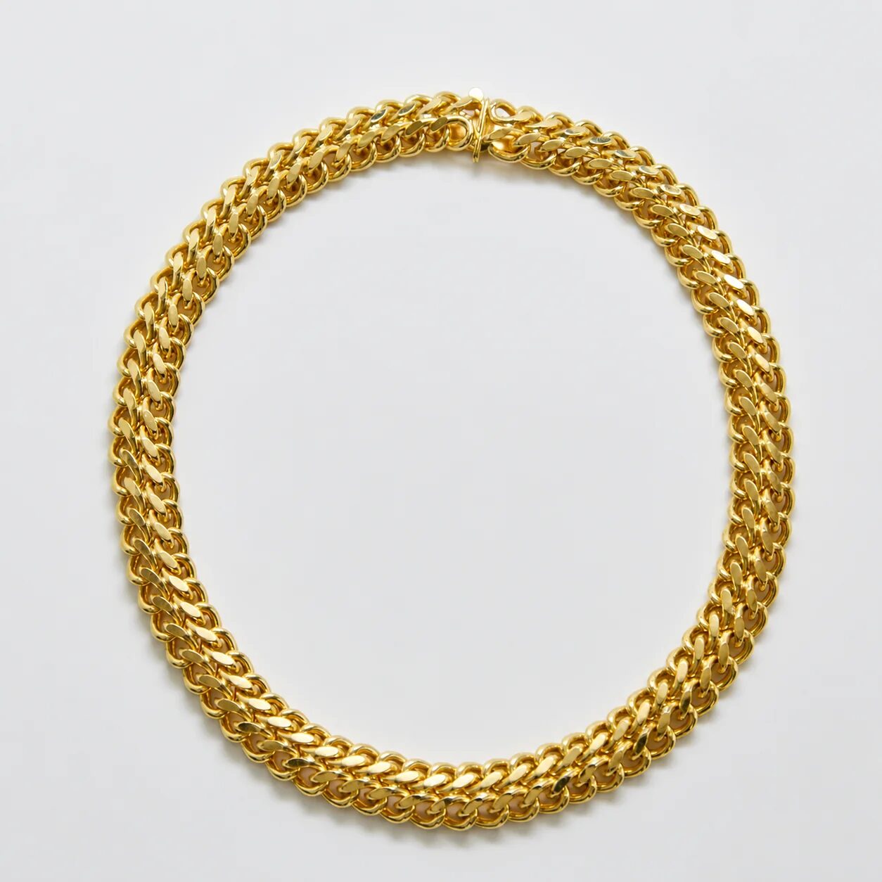 Vintage Gold Double Curb Chain Necklace