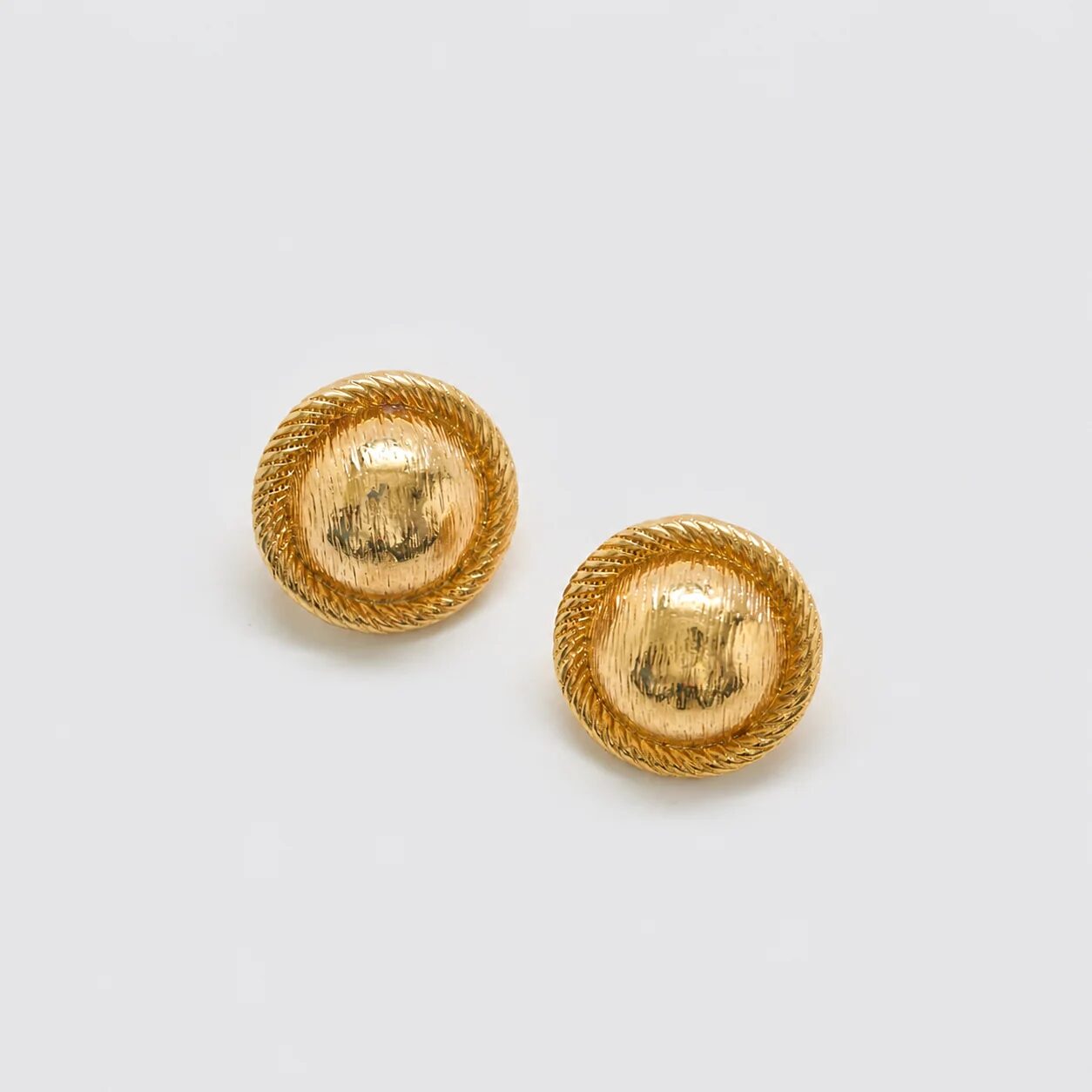 Vintage Gold Rope-Trim Dome Stud Earrings