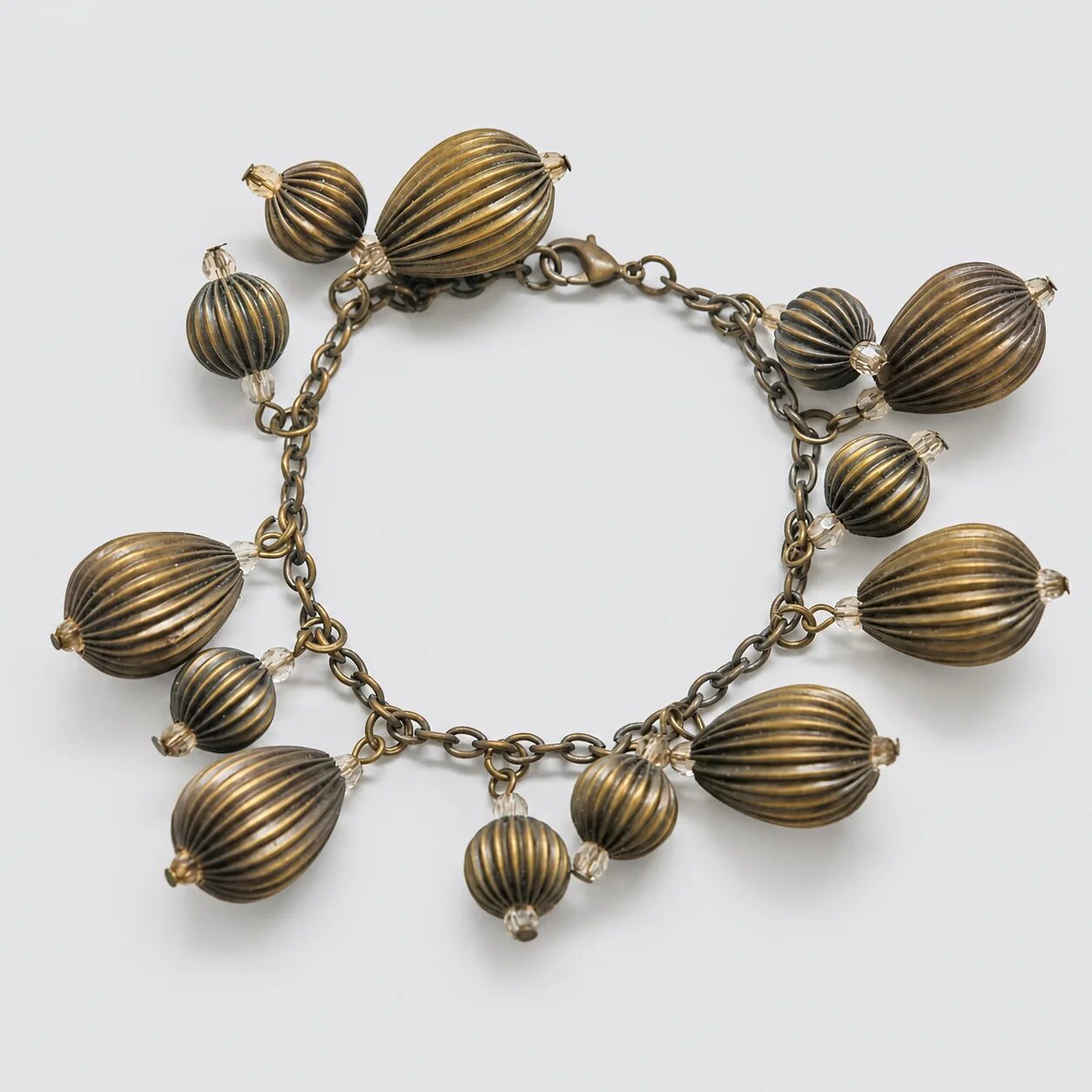 Vintage Ribbed Orb Charm Bracelet