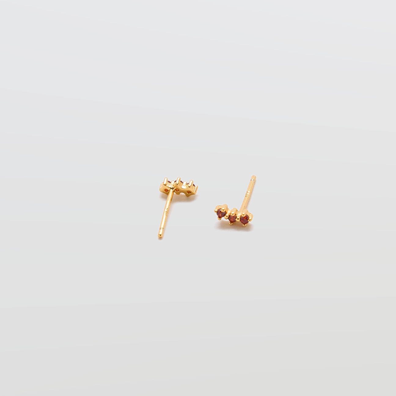 Red Garnet Gold Bar Earrings - Admiral Row