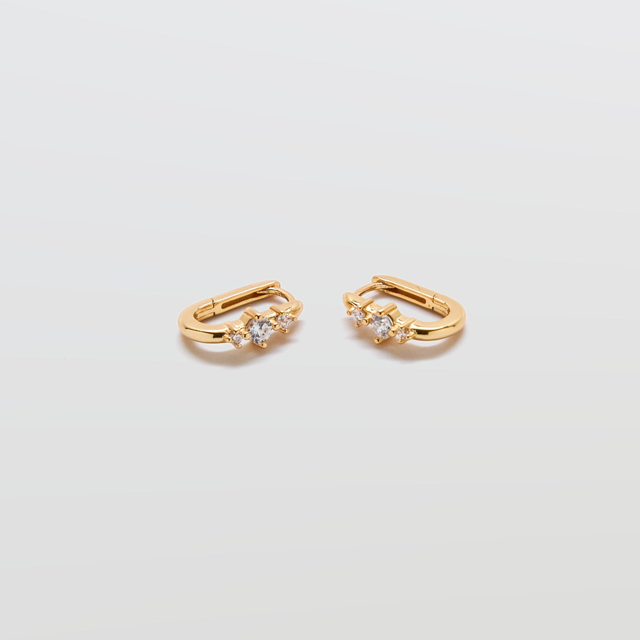White CZ Square Huggie Earrings - Admiral Row