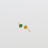 Green Trio Baguette Gold Studs - Admiral Row
