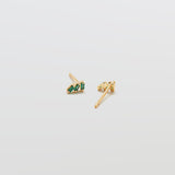 Green Triple Baguette Gold Studs - Admiral Row