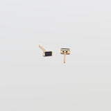 Mini Black Baguette Gold Studs - Admiral Row