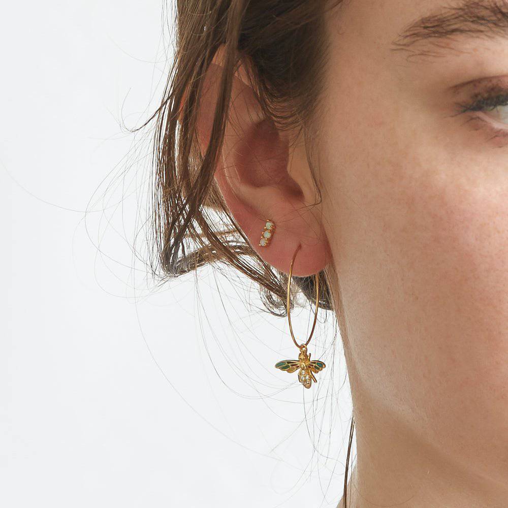 Pave Bee Hoop Drop Earrings - Admiral Row