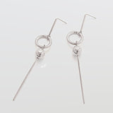 Silver Geometric Circle Drop Earrings