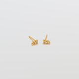 White Triple Baguette Gold Studs - Admiral Row