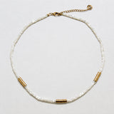 Beaded Mother of Pearl and Gold Necklace - Admiral Row