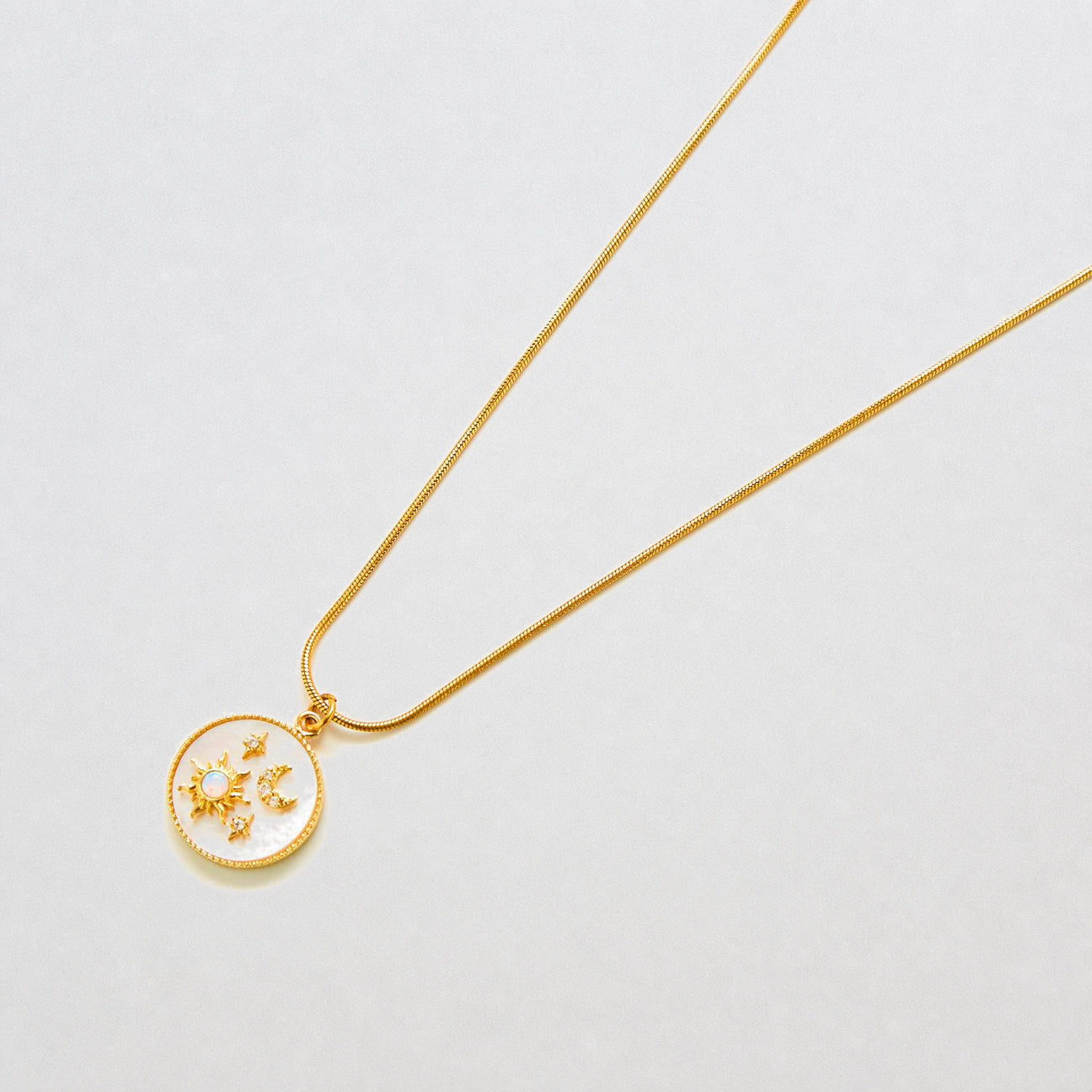 Gold Opal Sun & Moon Medallion Necklace - Admiral Row