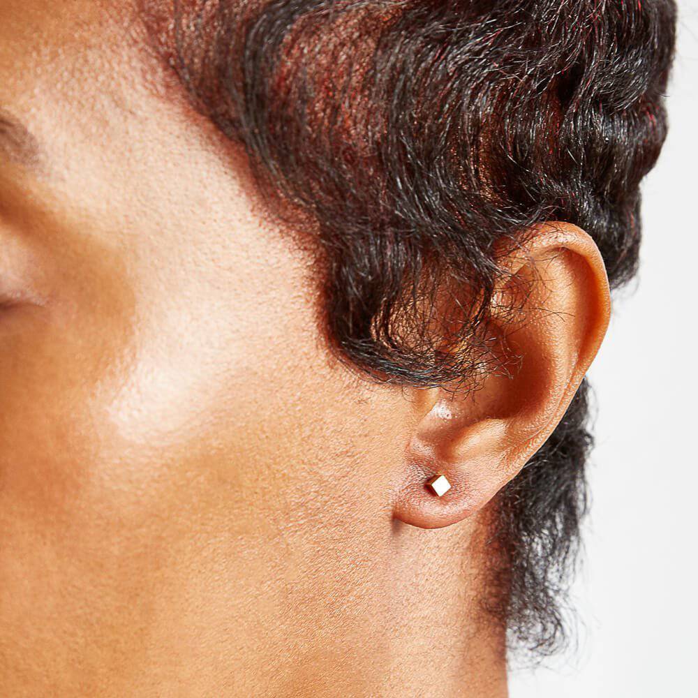 Tiny Gold Cube Square Earrings - Imperfect - Admiral Row
