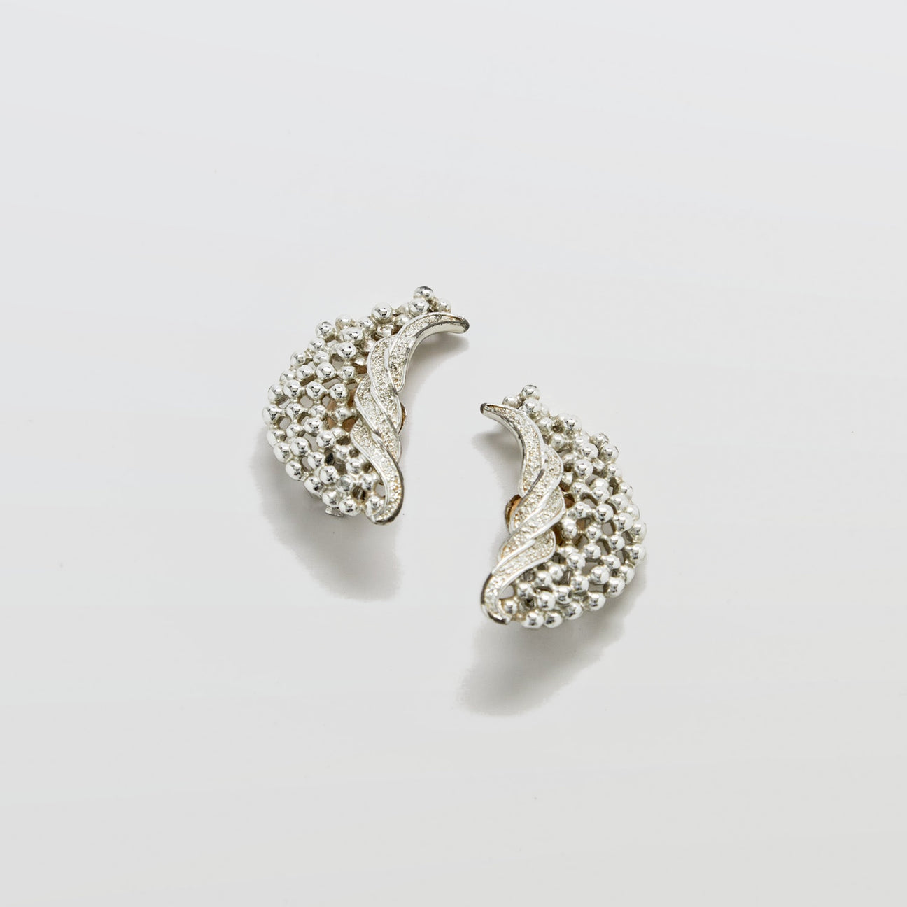 Vintage Emmons Silver Beaded Earrings - Admiral Row
